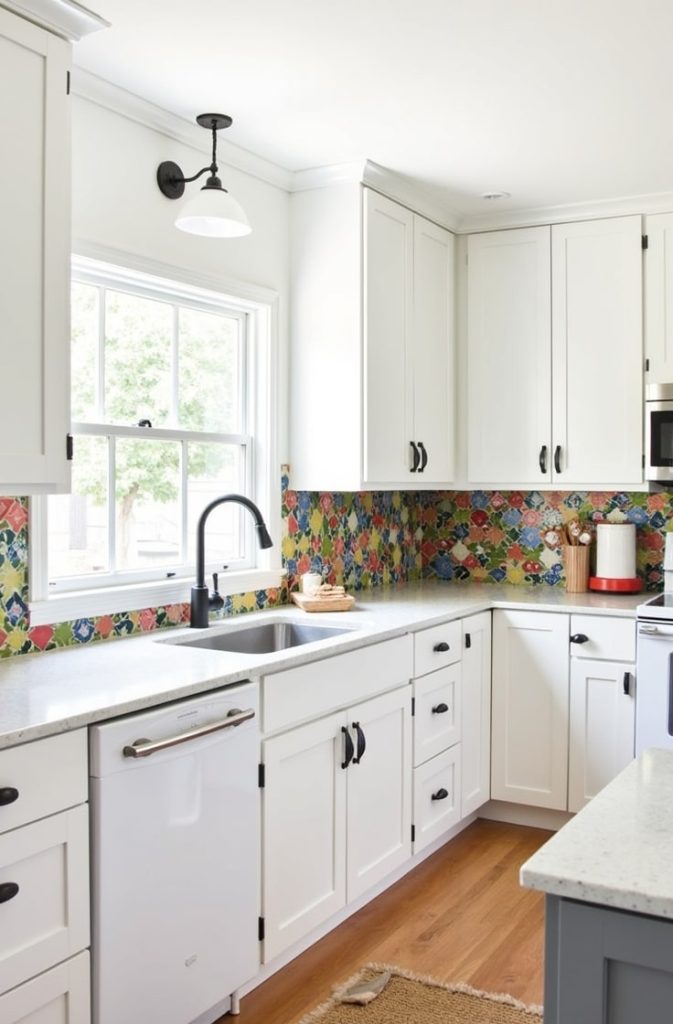White Walls with Colorful Backsplash