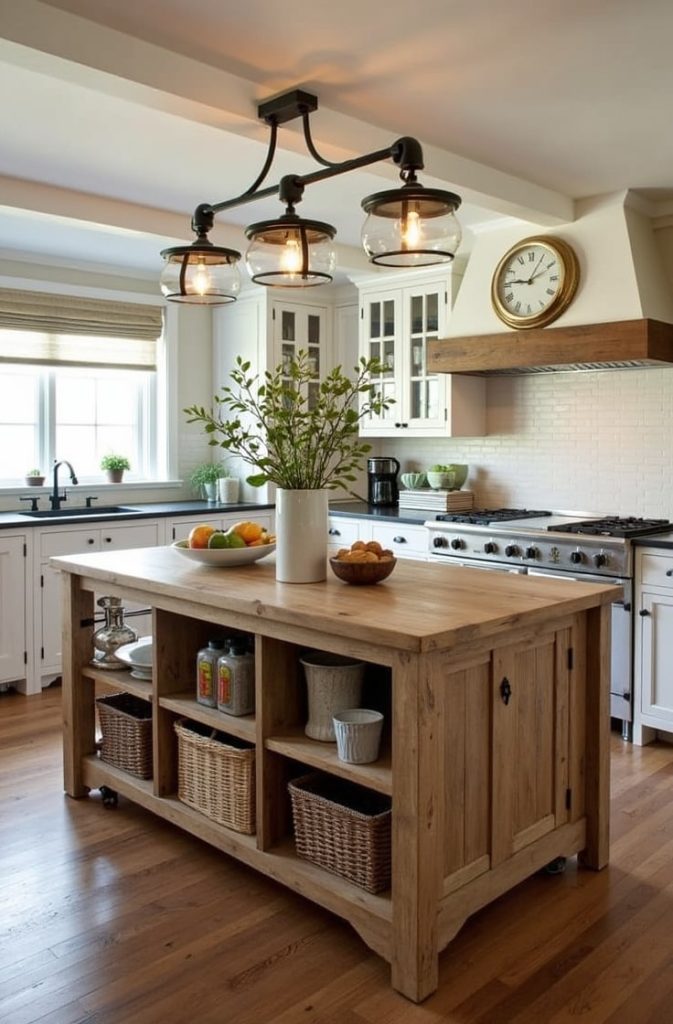 Rustic Wooden Kitchen Island