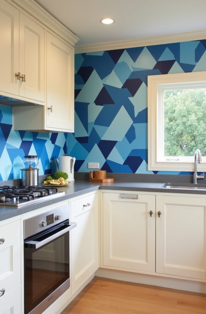 Blue Wallpaper Accent Wall