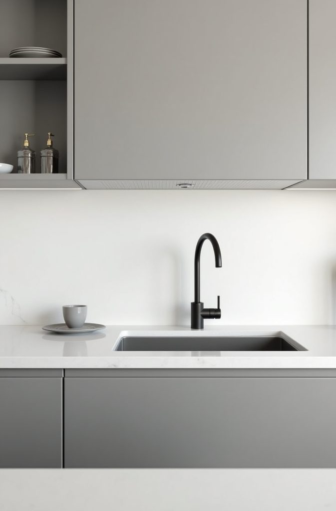 Sleek Matte Grey Cabinets
