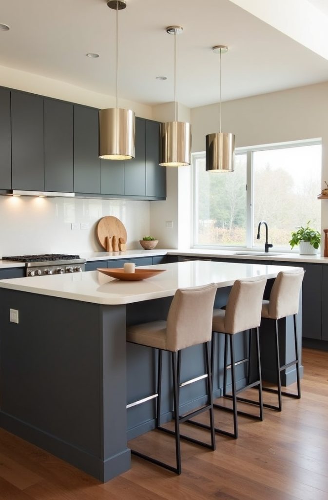   Grey Kitchen Island as a Focal Point