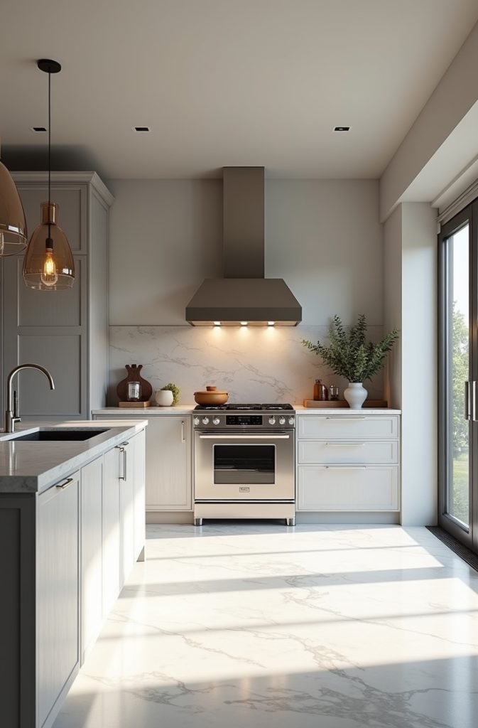 Marble or Quartz Grey Countertops