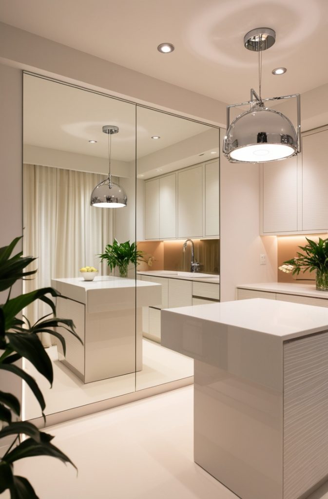 Glass or Mirrored Backsplash