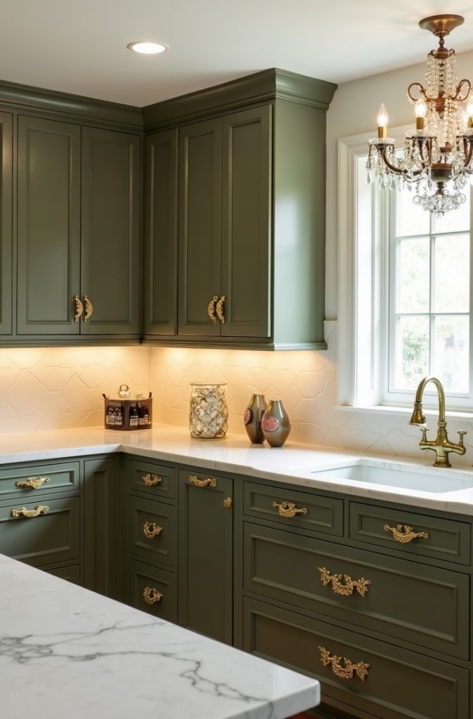 Olive Green + Gold: Luxe for Budget Kitchens