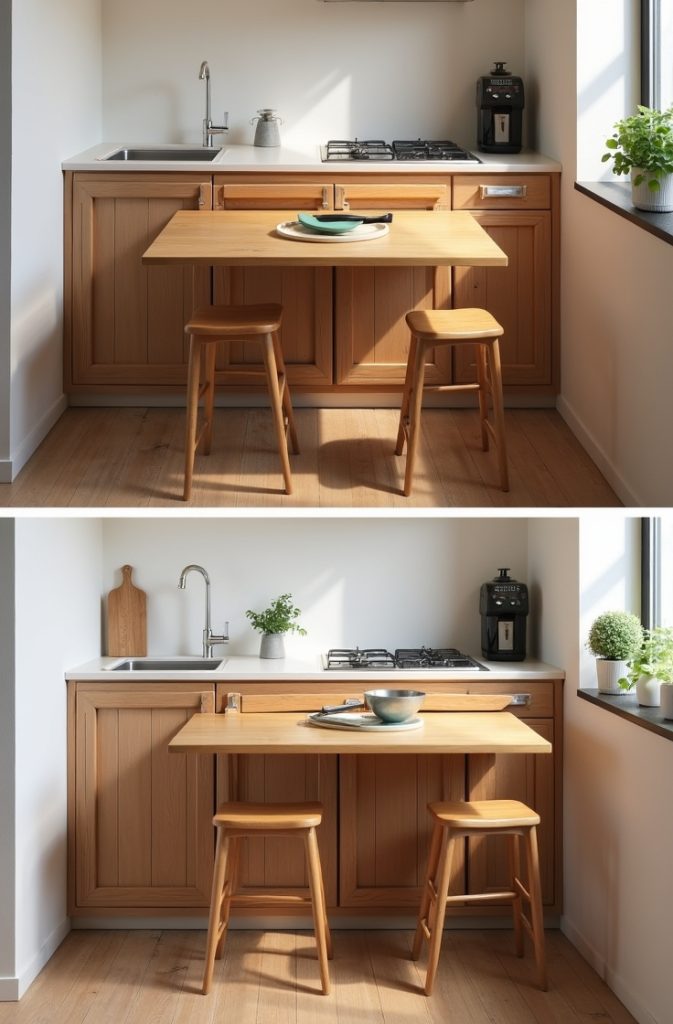 Fold-Down Wall Table for Extra Prep Space