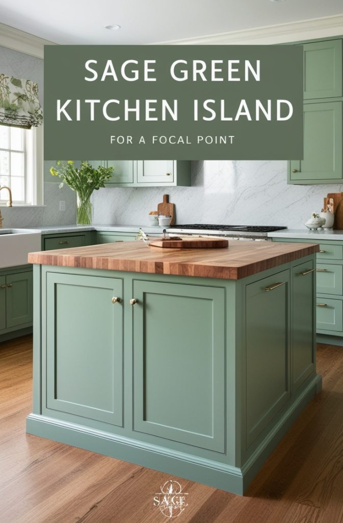   Sage Green Kitchen Island for a Focal Point