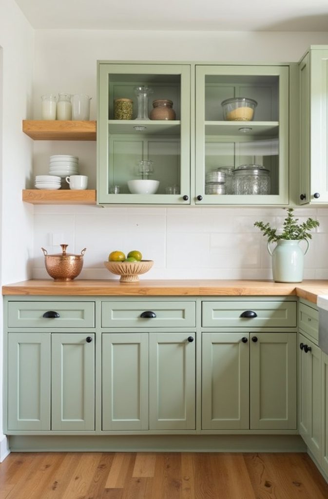 Earthy Sage Green with Wooden Accents