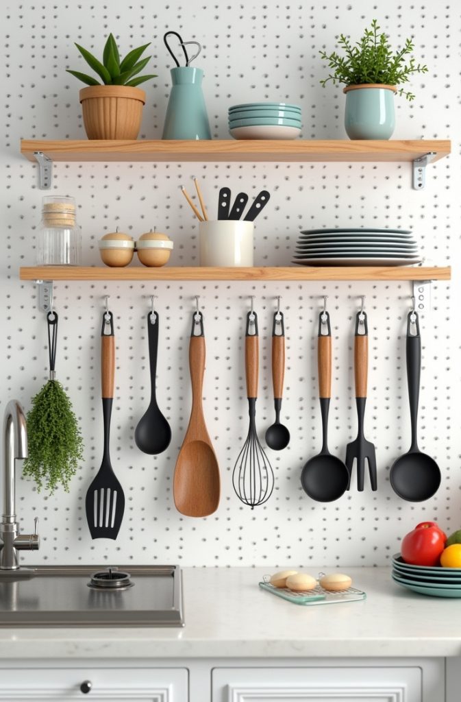 Pegboard Storage for Kitchen Tools