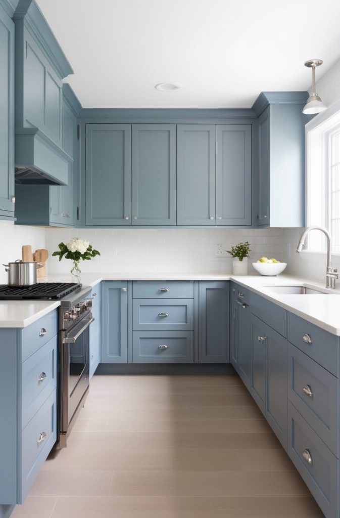 Soft Blue-Gray Shaker Cabinets