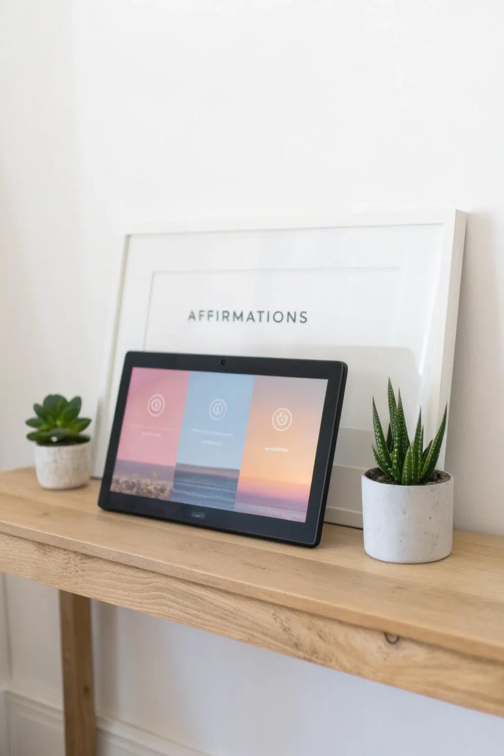 Elevate your space with a digital affirmation display-where modern tech meets minimalist elegance.
