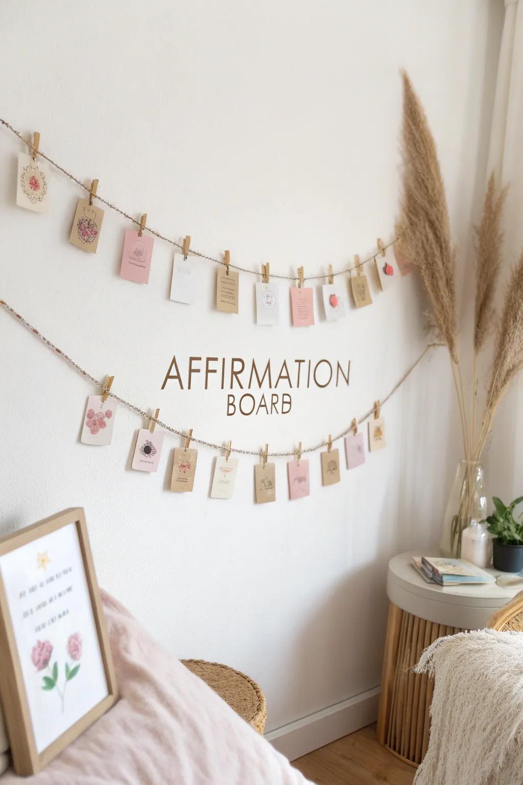 Transform your space with a serene, minimalist affirmation board-embrace positivity and style effortlessly.