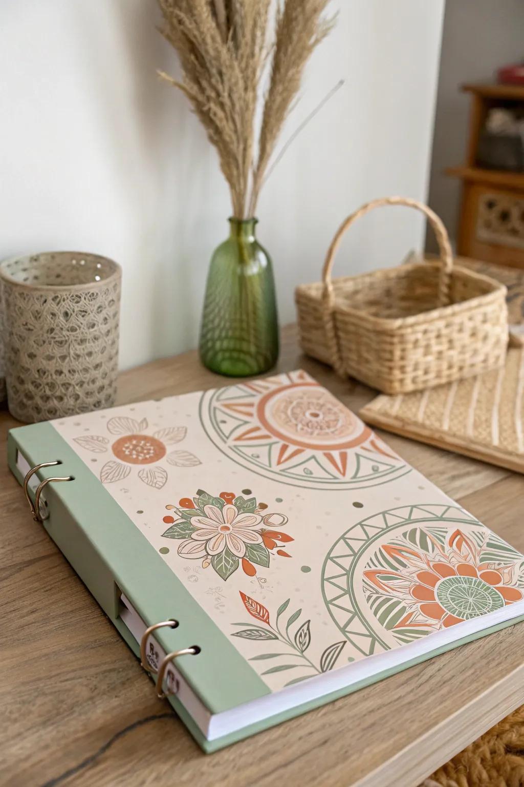 Elevate your binder game with stunning imprint art that blends simplicity and boho charm.