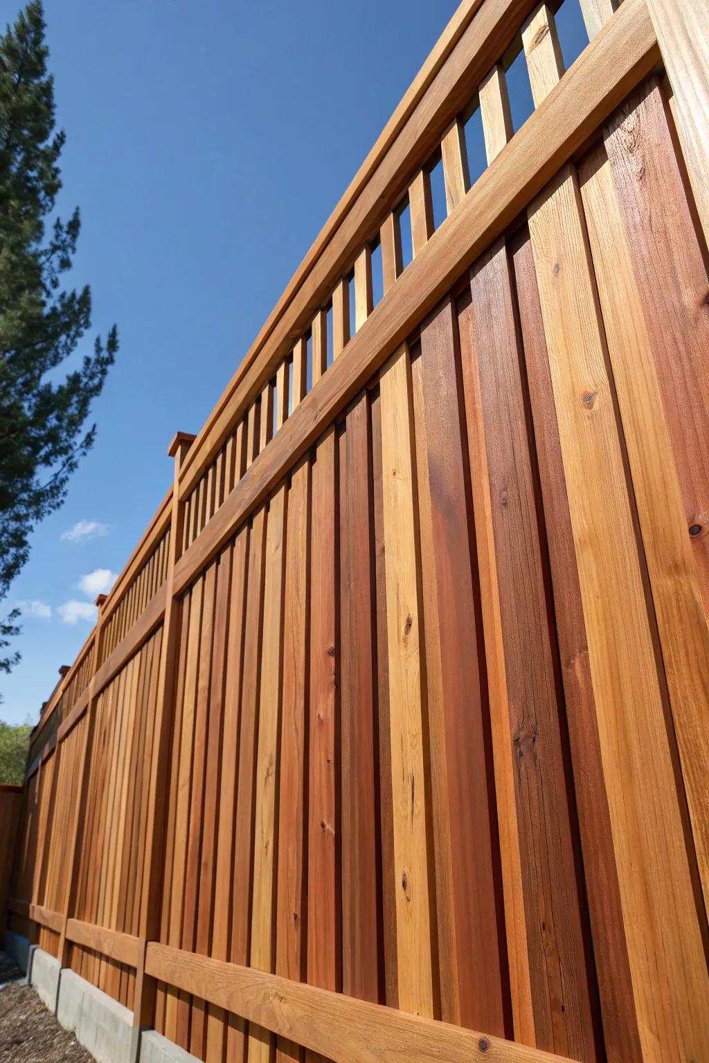 Elevate your outdoor area with the elegance of an upright slat cedar boundary, where artistry complements contemporary design.