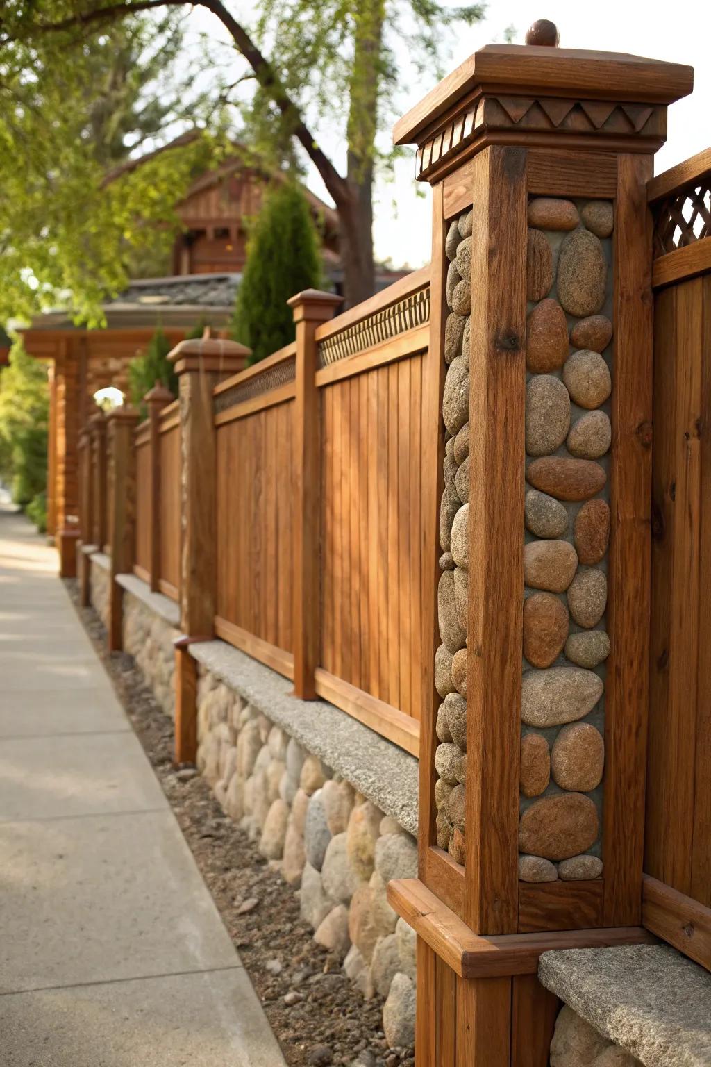 Elevate your area with the ageless fusion of cedar and rock for a boundary that's both unrefined and sophisticated.