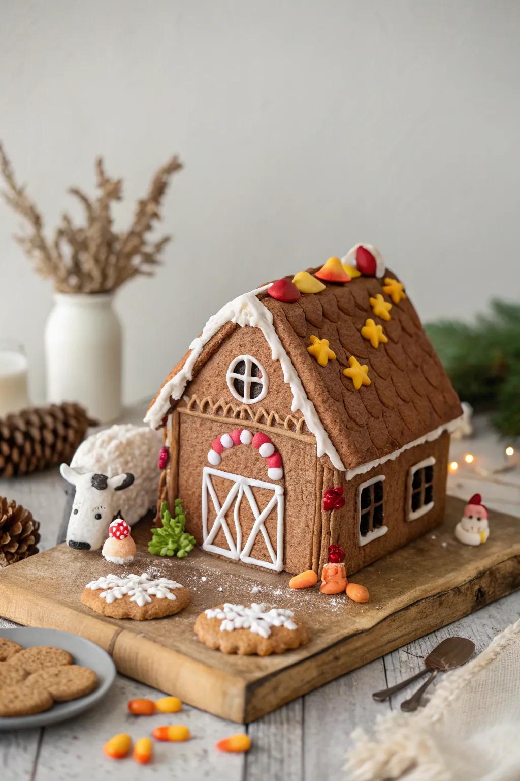 Embrace rustic charm with this delightful sugarbread depot, where simplicity encounters whimsy.