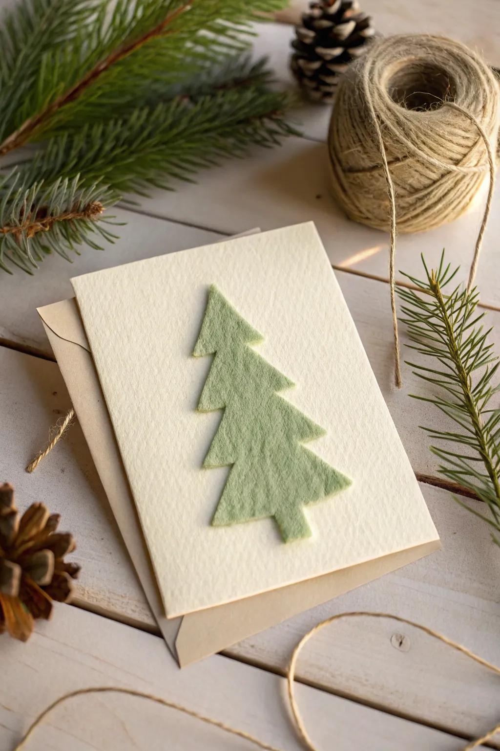 Enhance your holiday cards with warm felt embellishments for a simple, natural look.