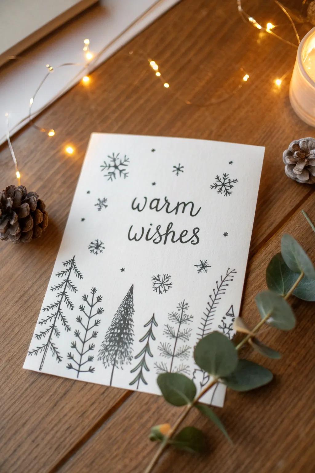 Express heartfelt holiday wishes with charming hand-sketched cards.