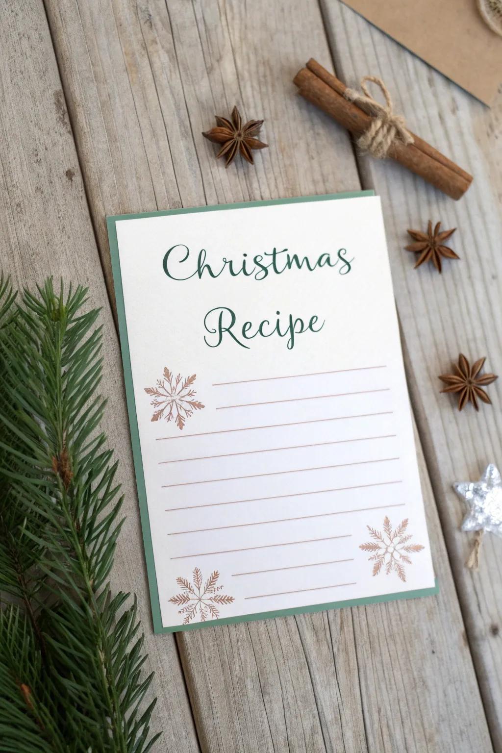 Share your favorite festive recipes with stylish holiday recipe cards.