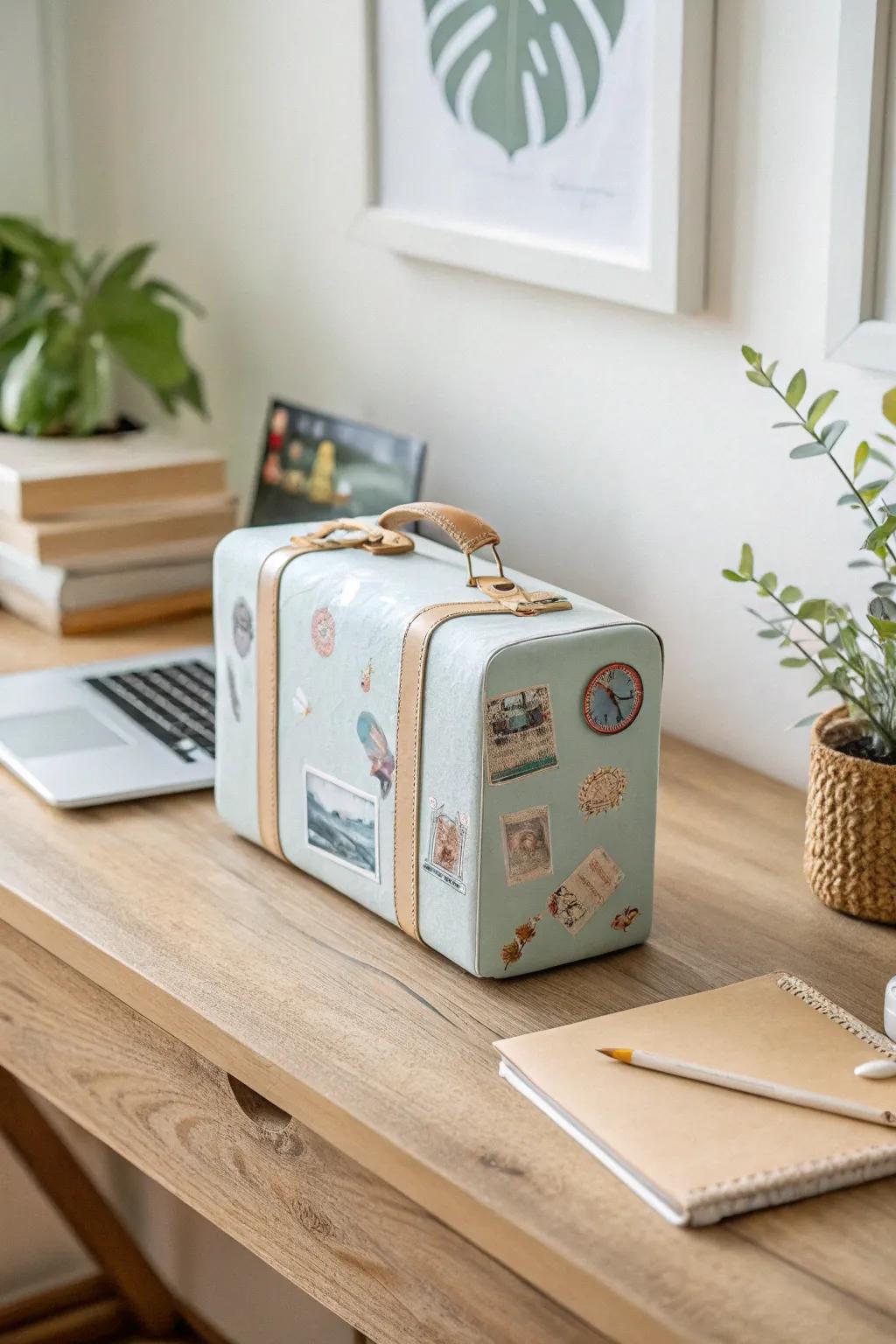 Journey Anticipation: Allow your desk to encourage your upcoming journey with a charming paper figure suitcase.