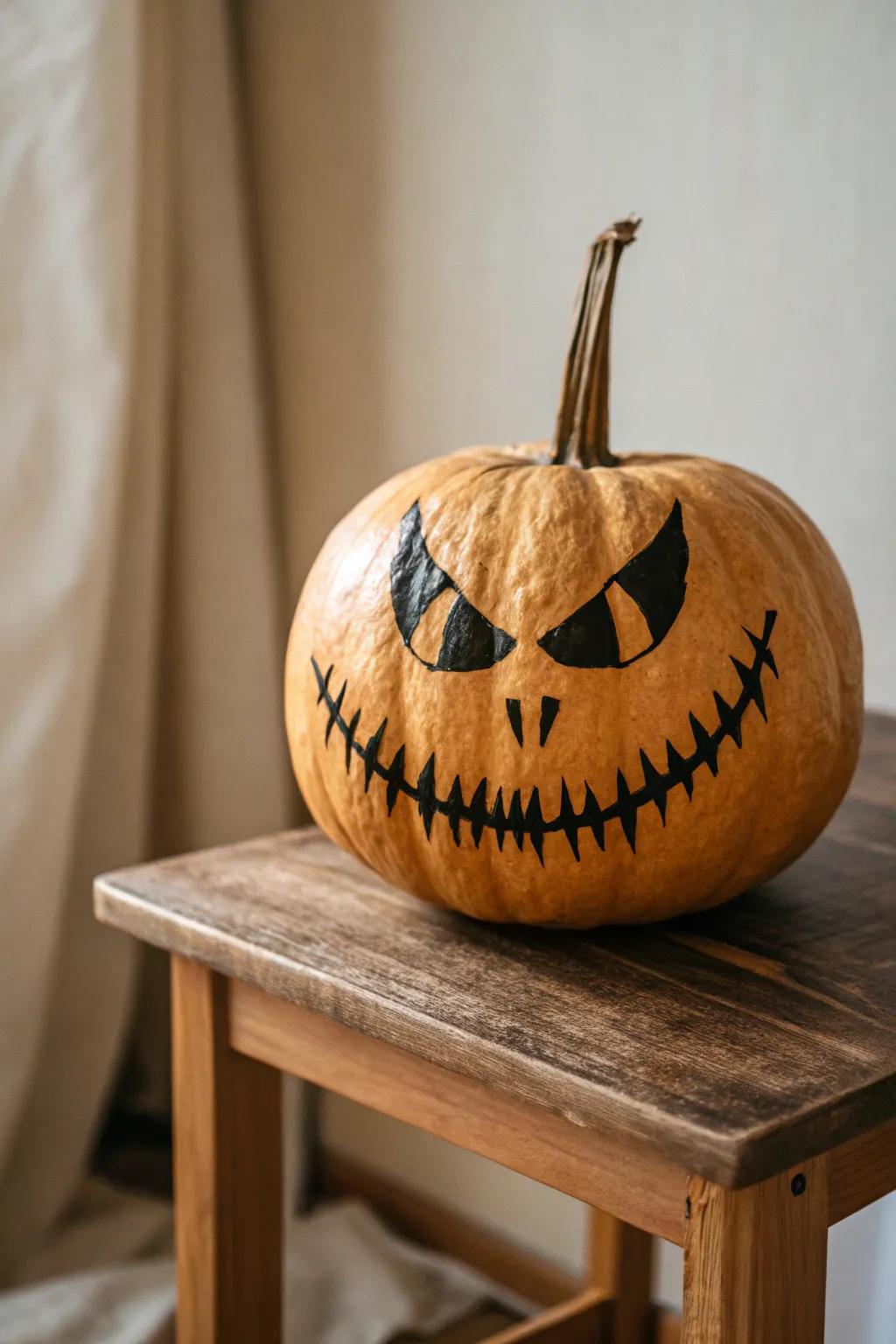 Turn your pumpkin into an unforgettable, chilling work of art with minimalist flair. 🎃🖤