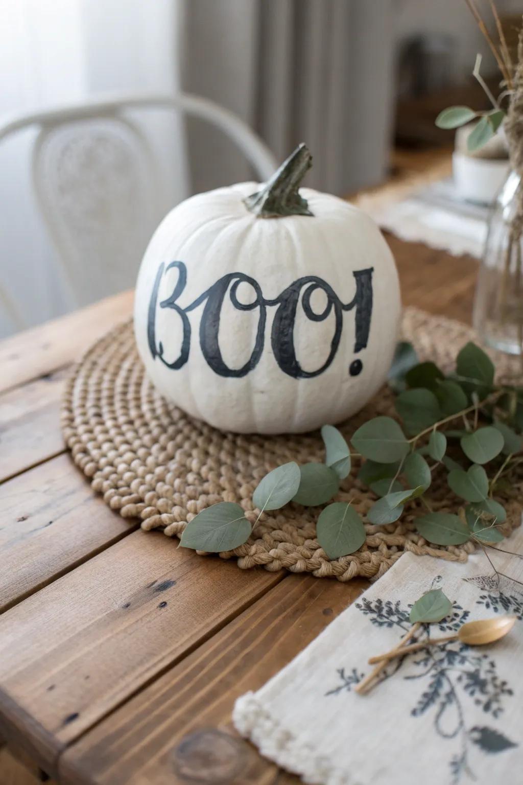 Improve your Halloween decorations by using simple yet spooky refinement. #PumpkinArt #ScandiBoho