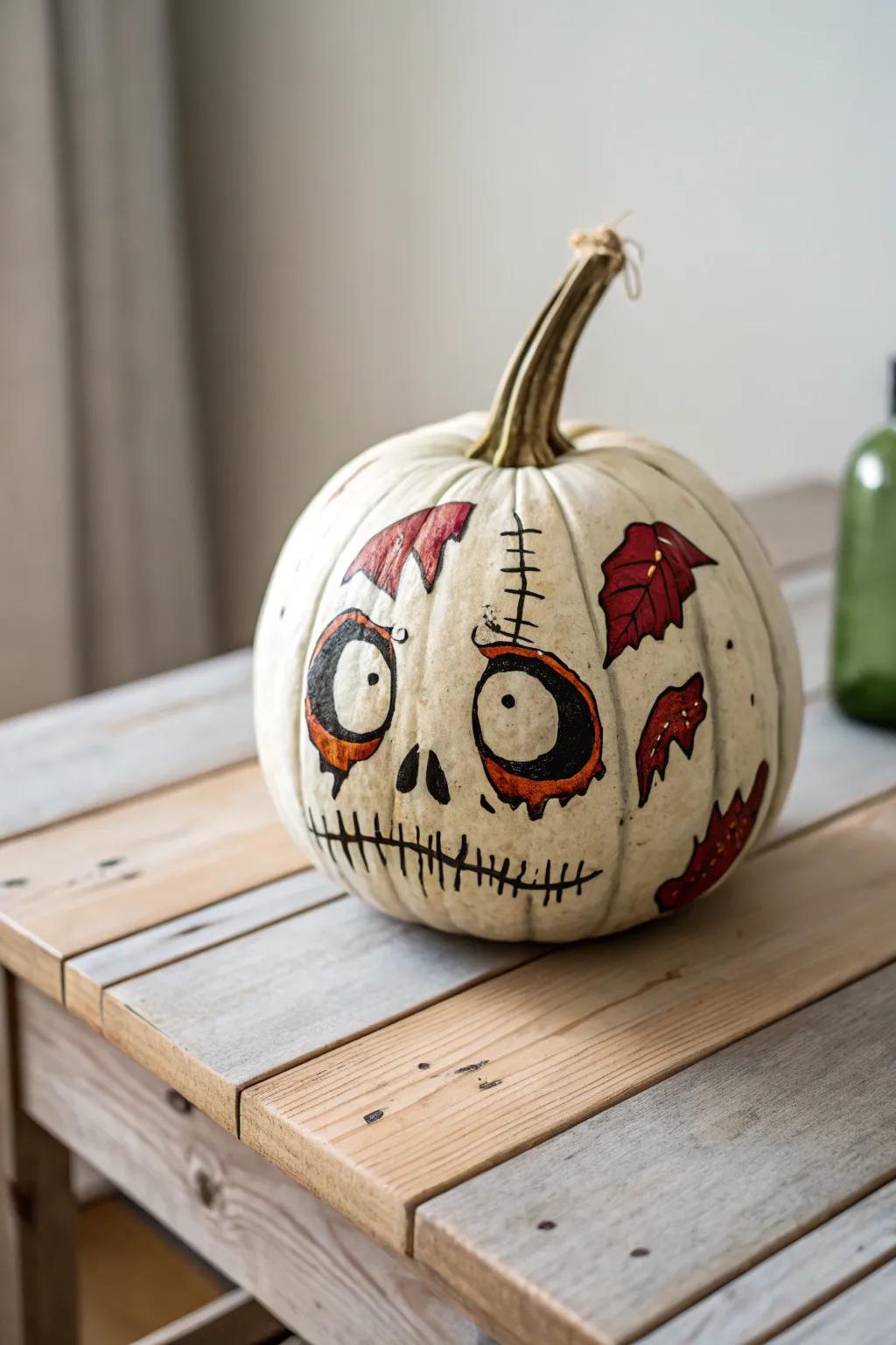 Show the scare by using this stylishly unearthly living corpse pumpkin. Suited ideally for a simple Halloween touch!