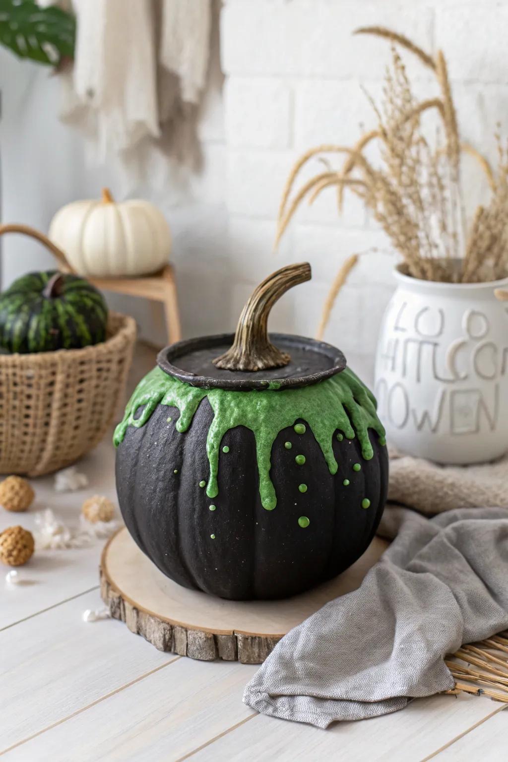 Enchant your Halloween by adding a touch of magic: a sorceress's pot pumpkin overflowing with charm.