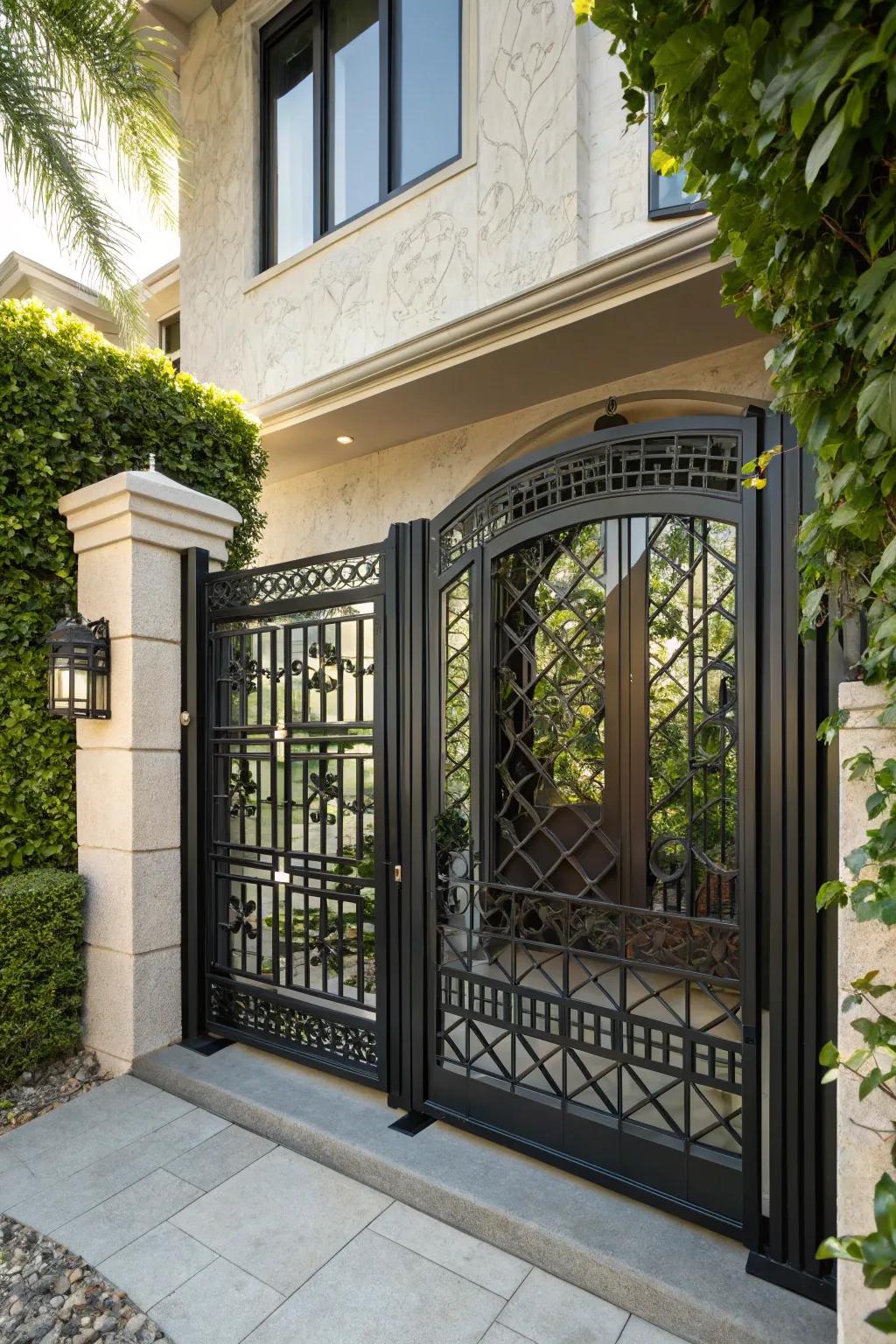Boost your home's entrance with a custom metal gate that combines security and style.