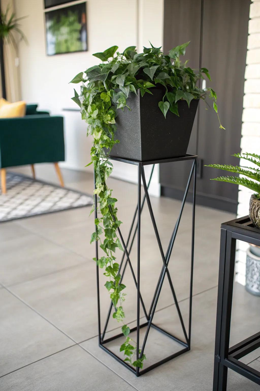 Showcase your plants with a sleek welded plant stand that combines elegance and durability.