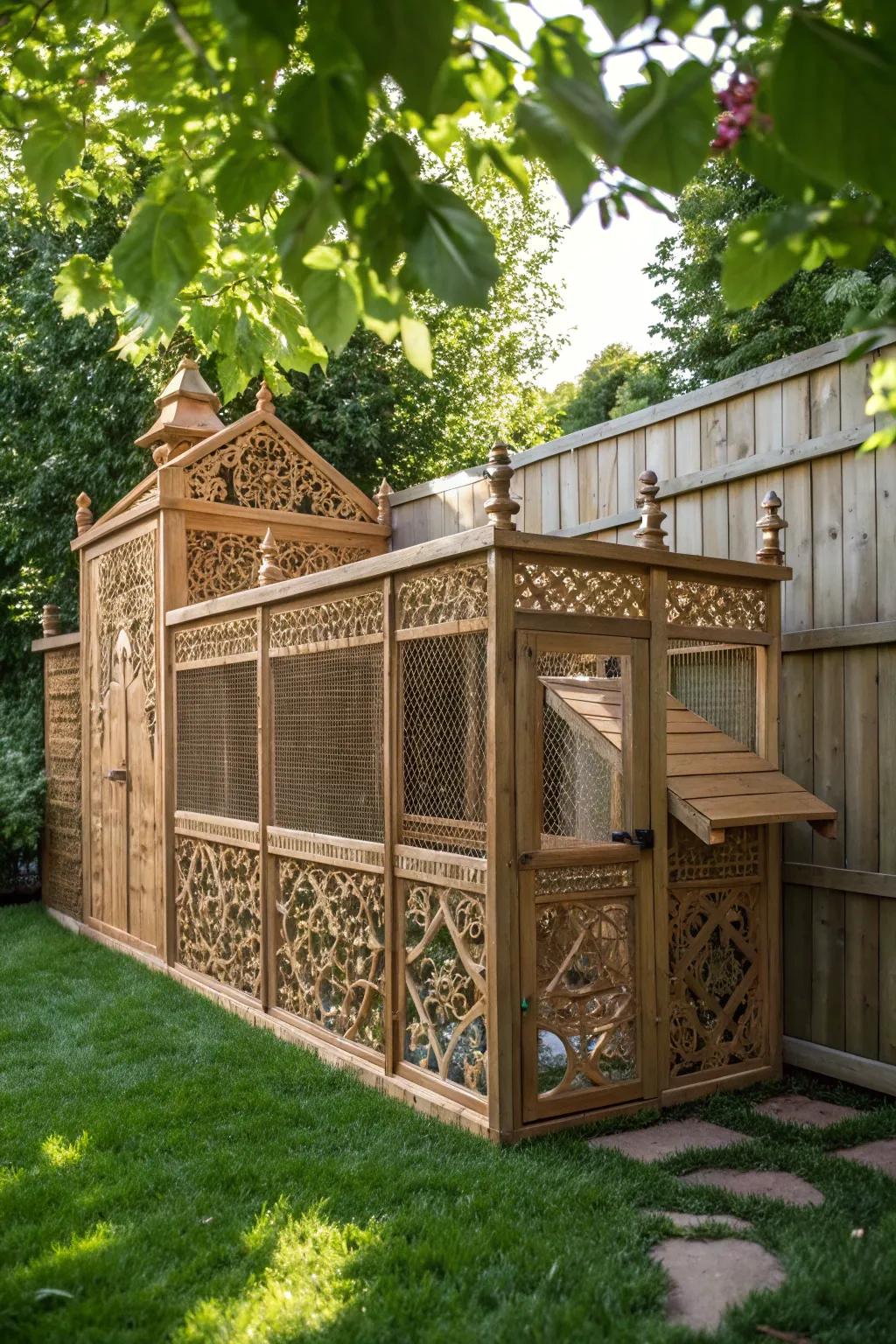 Improve your yard with an enchanting and secure chicken area that mixes artistry with usefulness.