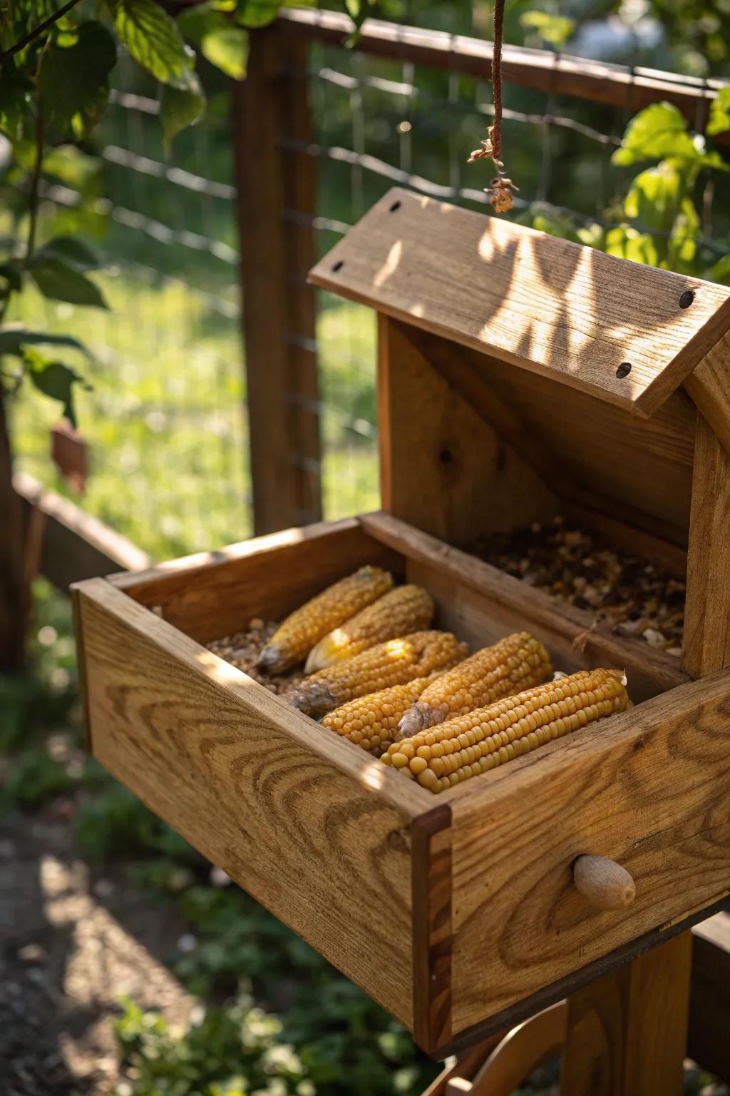 Improve your chicken coop with a feeder that's both functional and a demonstration of fine craftsmanship.