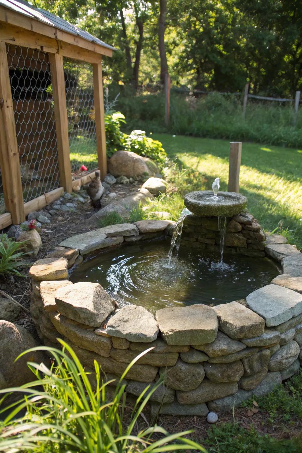 A touch of tranquility: this artisan water feature not only cools but captivates.