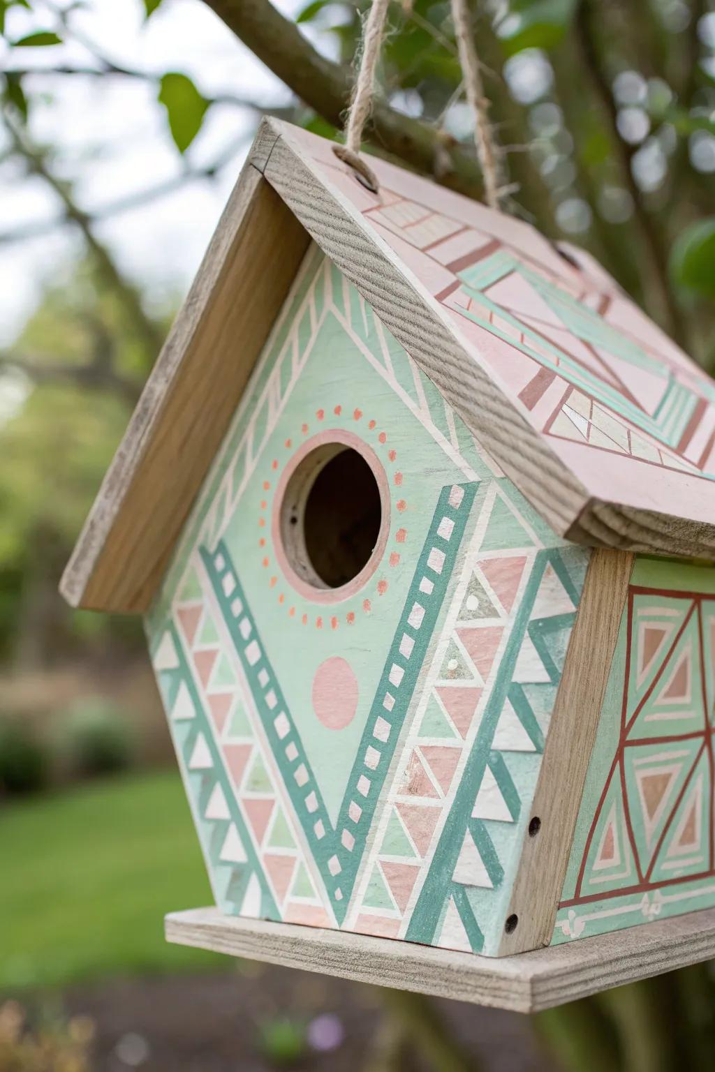 Elevate your garden using a hint of modern sophistication through shaped birdhouse designs.