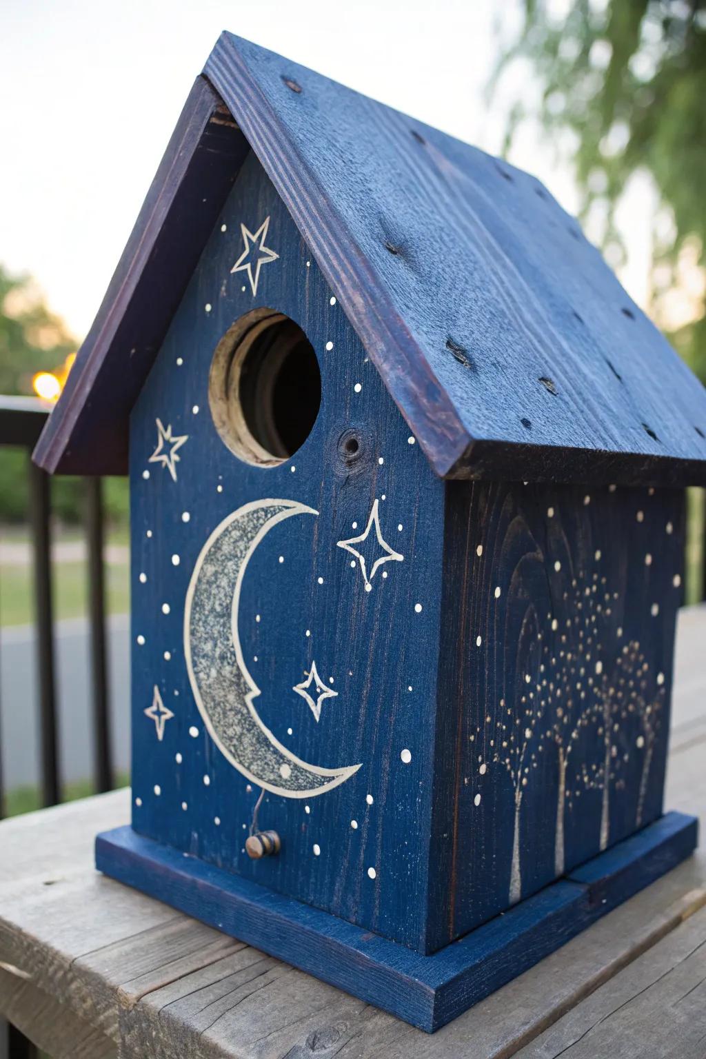 Convey the enchantment of a starlit evening to your garden using this exquisitely crafted birdhouse.