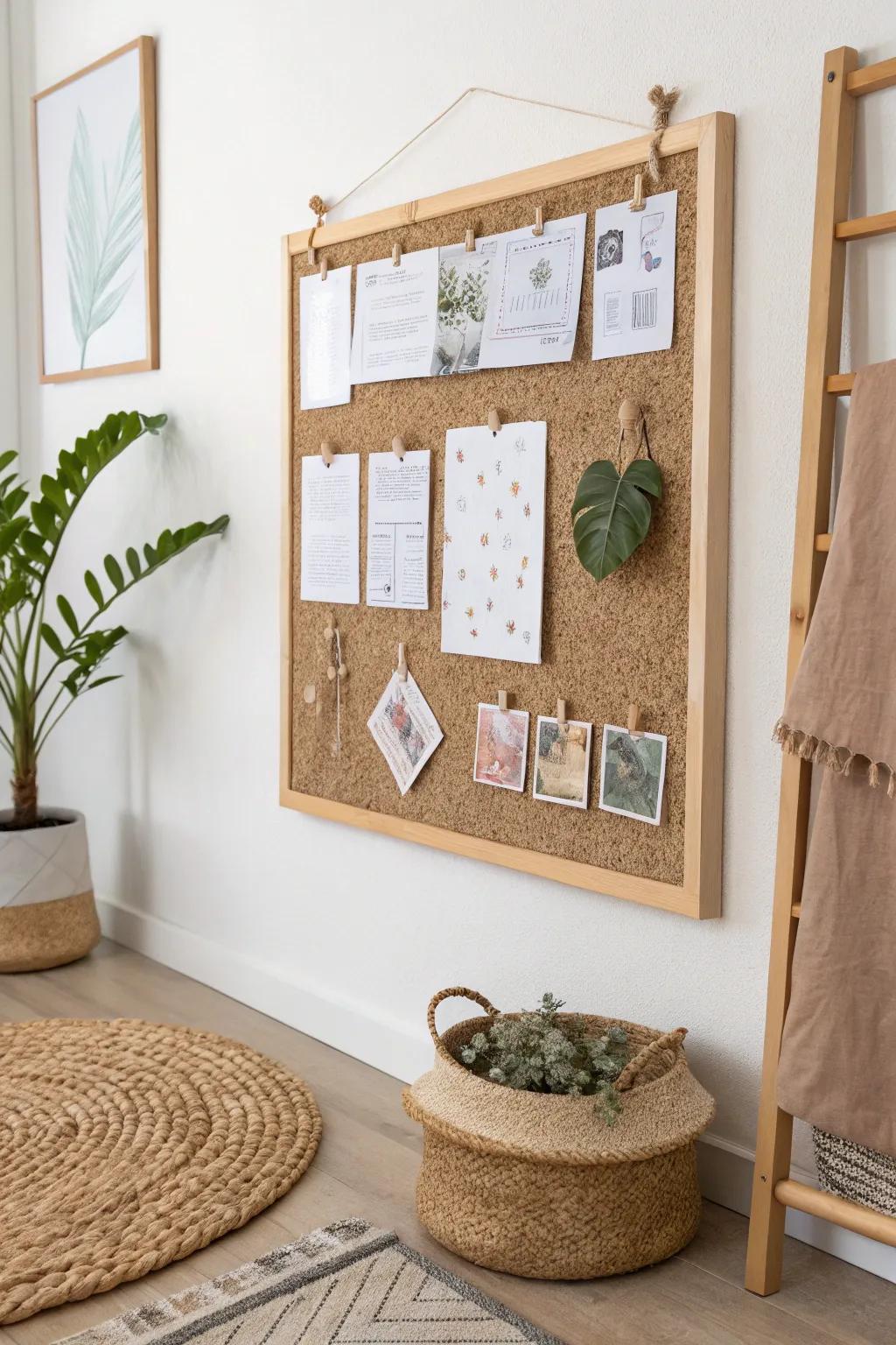 Improve your creative energy using a beautifully made DIY pin board that combines minimalist design with bohemian appeal.
