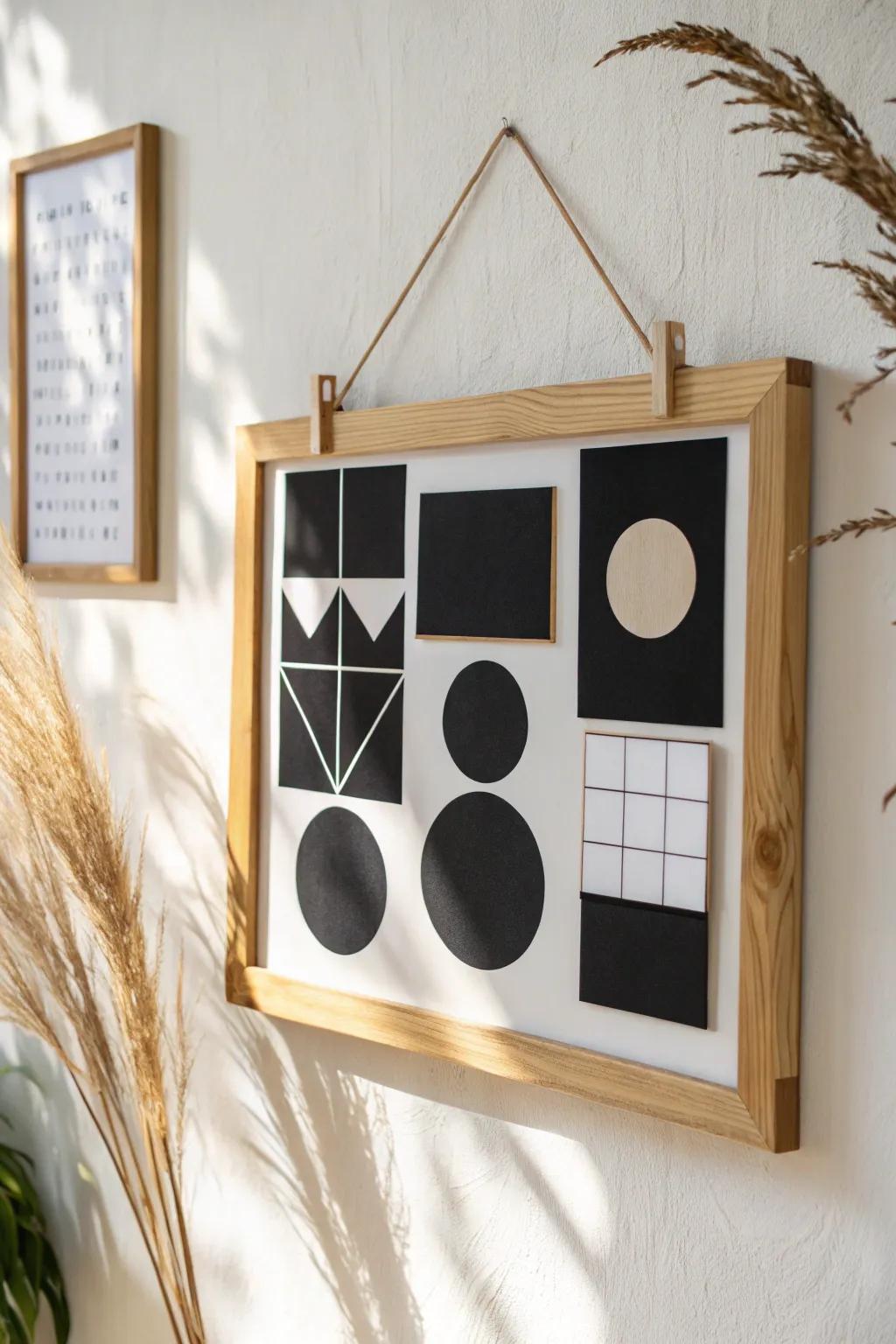 Enhance your space using minimalist beauty: a monochrome pin board that exudes simplicity and design.