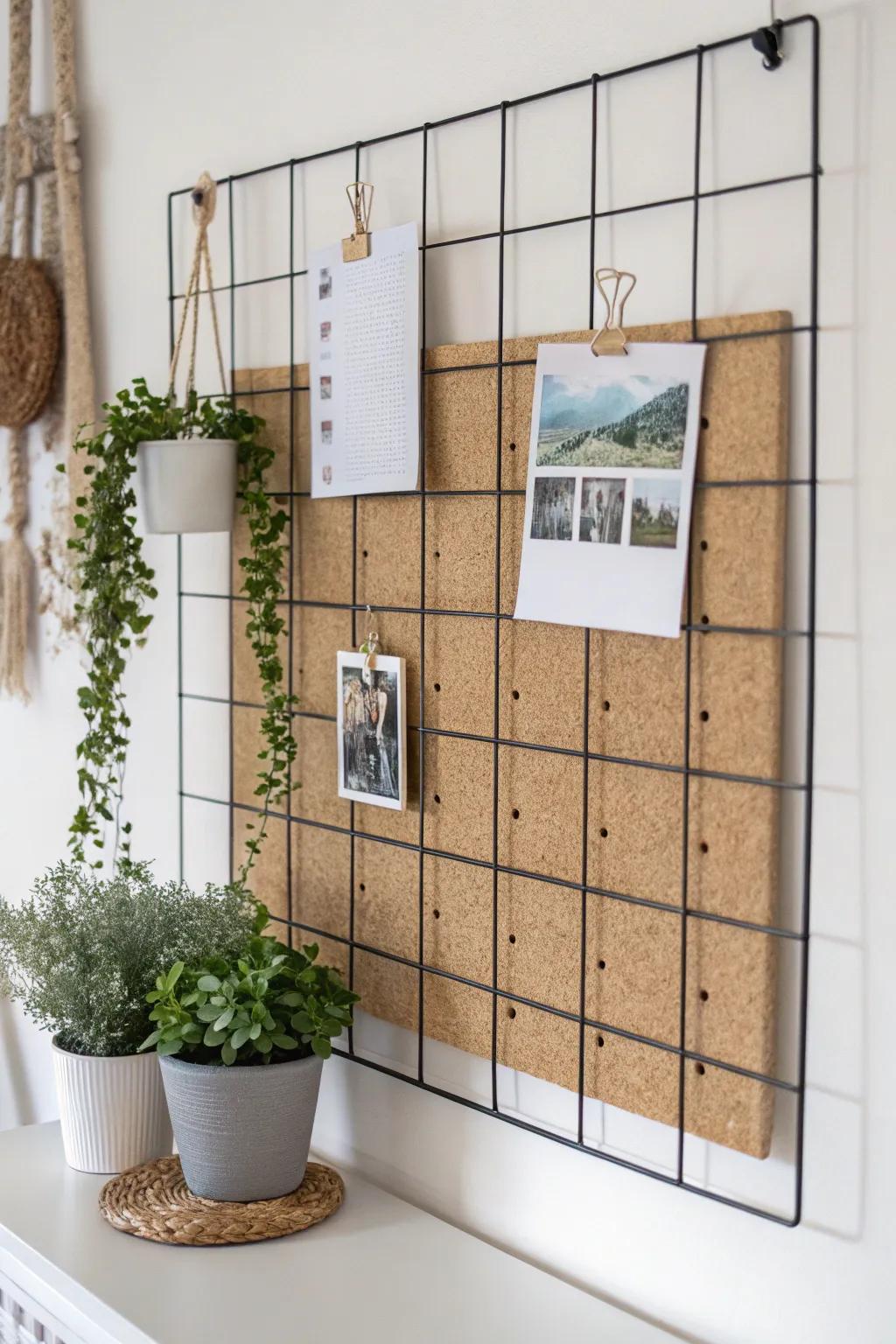 Improve your workplace using a stylish pin board with wire design where organization meets design.