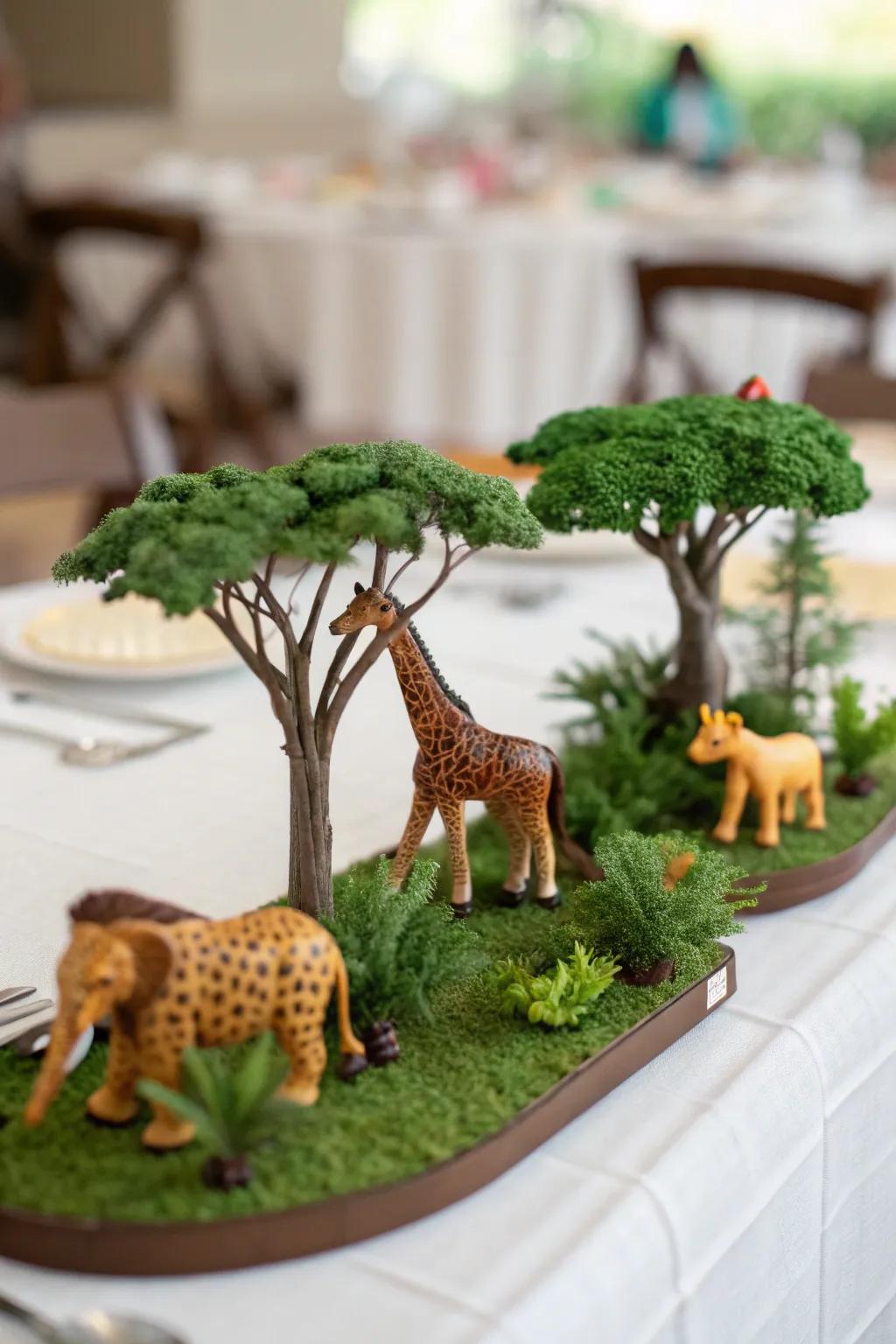 DIY safari scene adds creativity and charm.