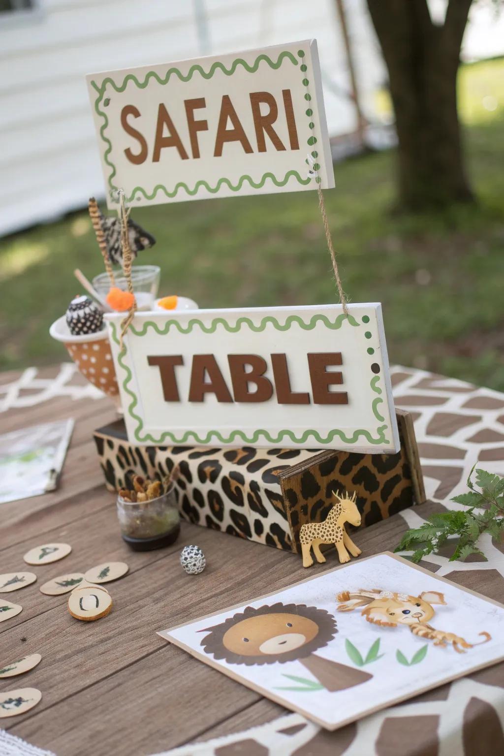 Charming themed signage adds a playful vibe.