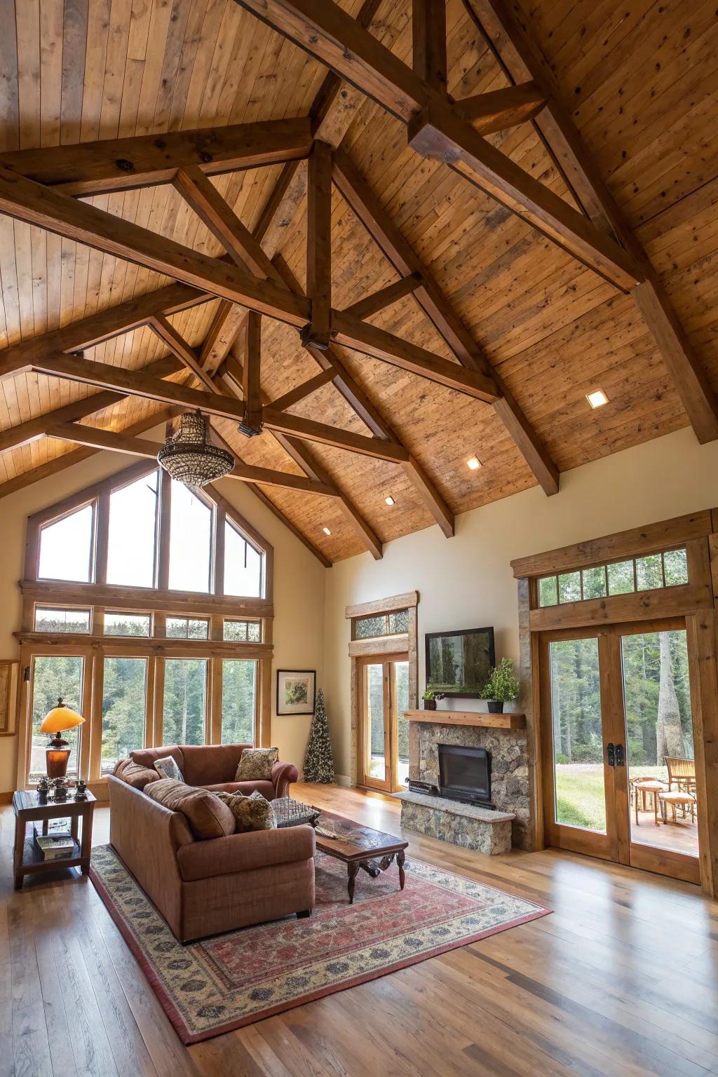 Exposed beams add rustic charm and architectural interest.