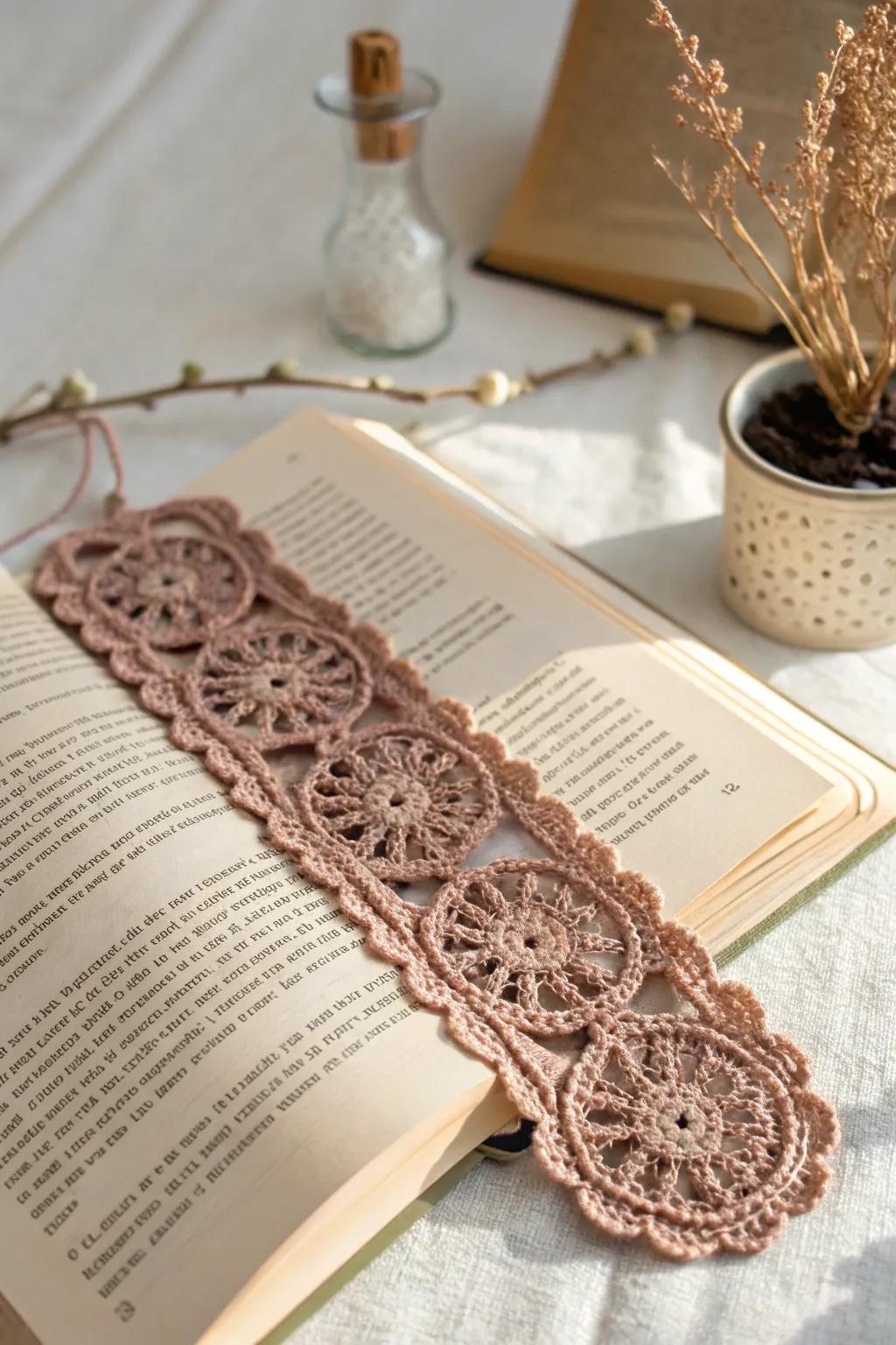 Add a bit of handmade charm to your reading with this fancy crochet bookmark.