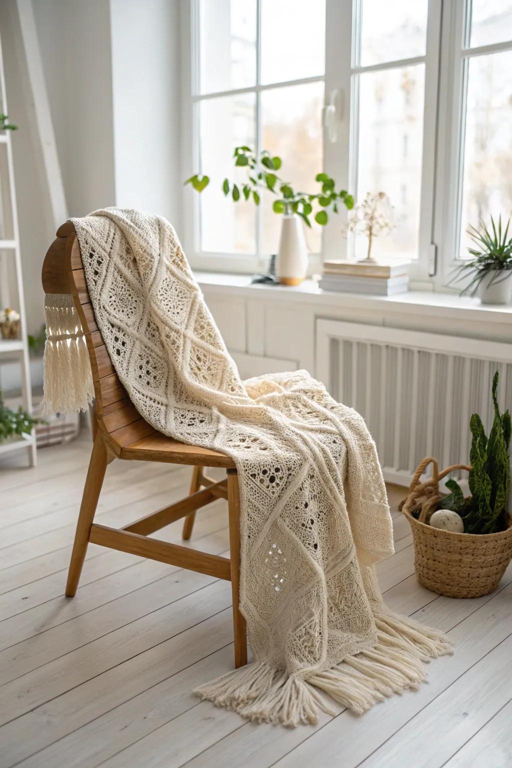Wrap yourself in the warmth and ease of a handmade crochet shawl, just right for cozy nights.