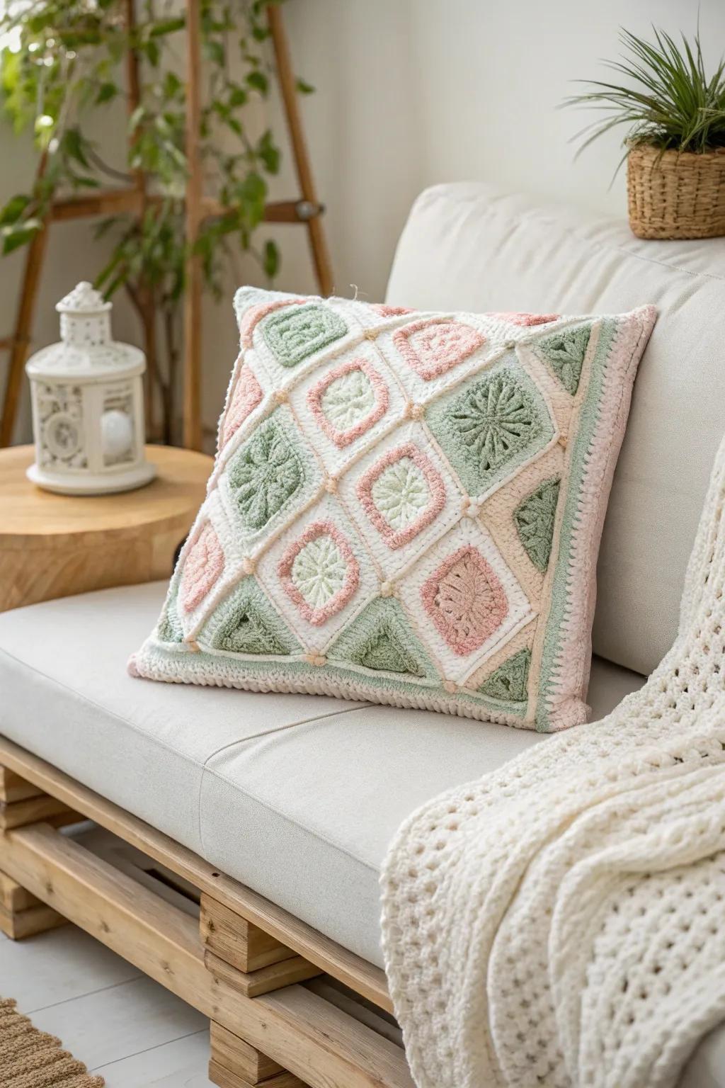 Add some handmade beauty to your living room with this awesome crochet cushion cover.