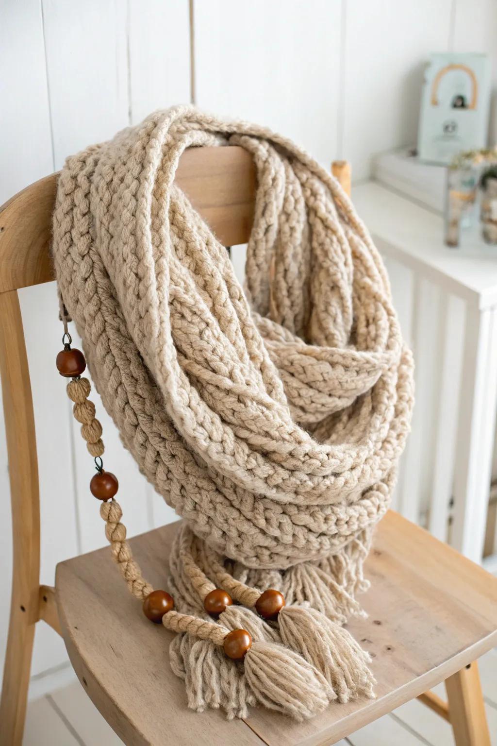Envelop yourself in comfy elegance with a plush loop scarf, the ideal mix of minimalism and boho flair.