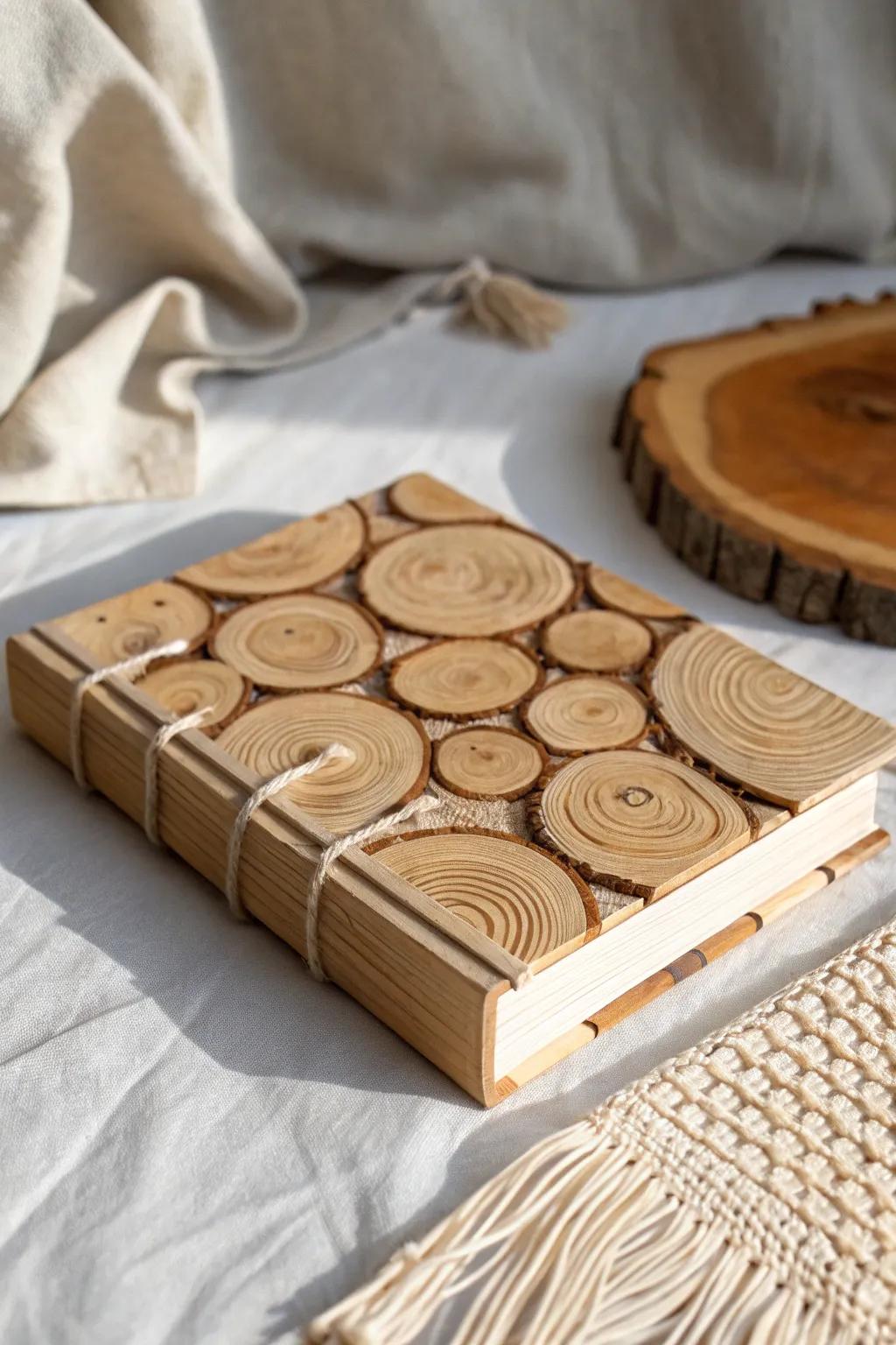 Embrace rustic elegance with a wooden cover journal, combining natural textures and minimalist design.