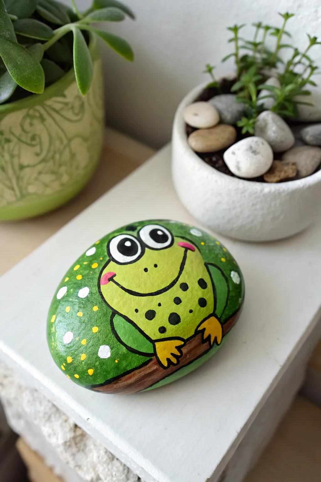 Bring joy to your garden with this charming frog stone, where whimsy meets minimalist elegance.
