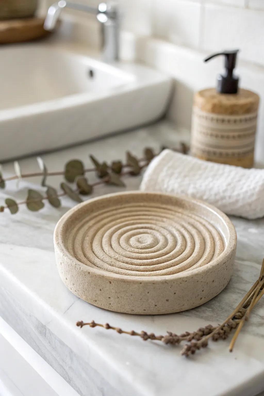 Upgrade your bathroom with a handmade coil soap dish blending minimalism and boho style.
