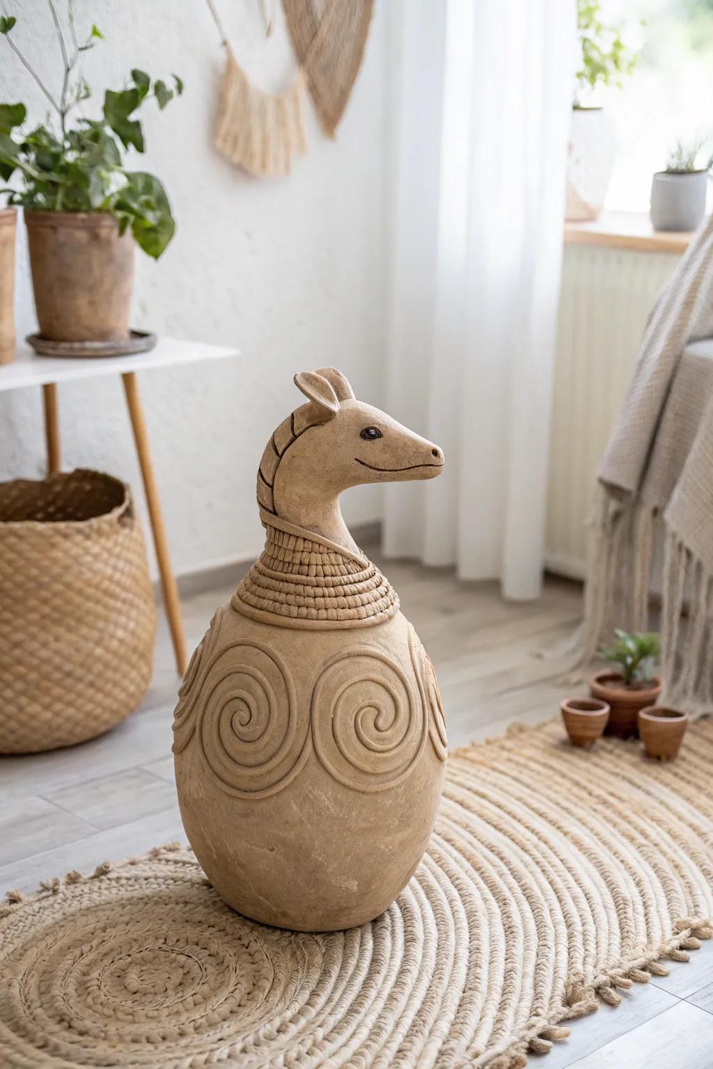 Add whimsy to your decor with a handcrafted animal-shaped coil pot.