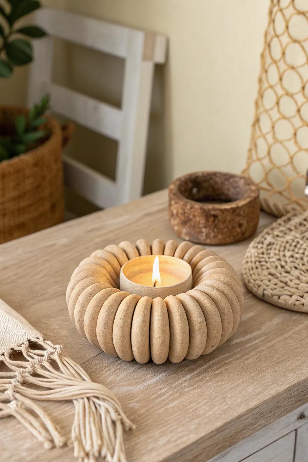 Light up your space with elegant handmade coil candle holders.