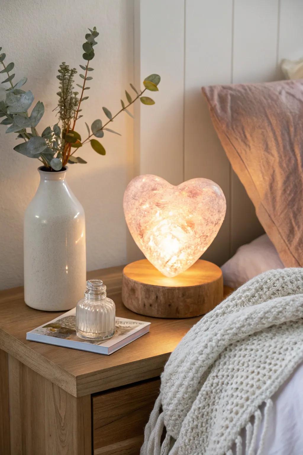 Brighten your area using a heart-shaped glow of warmth and romance.